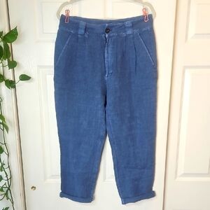 Sundance Medium Blue Linen Chinos with Relaxed Fit and Cropped Length